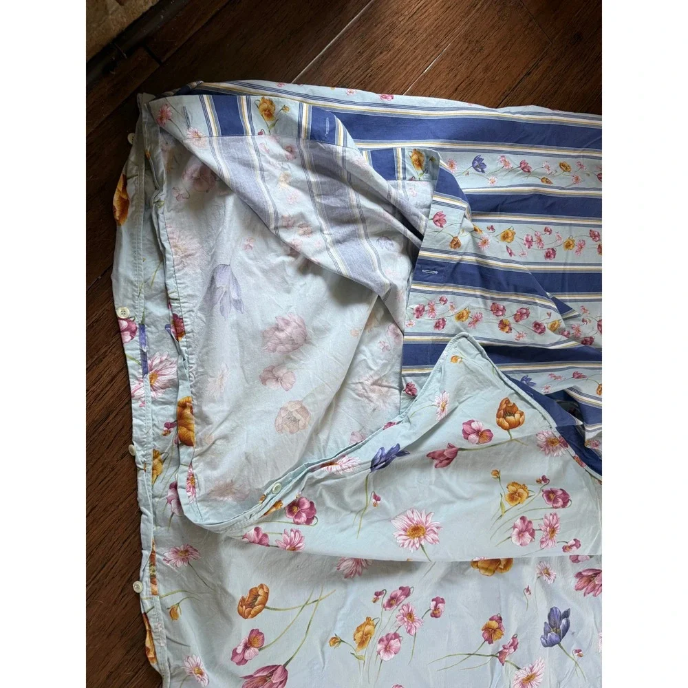 Cottimaryanne Italian Floral Striped Reversible Duvet Cover  Cottagecore Full
